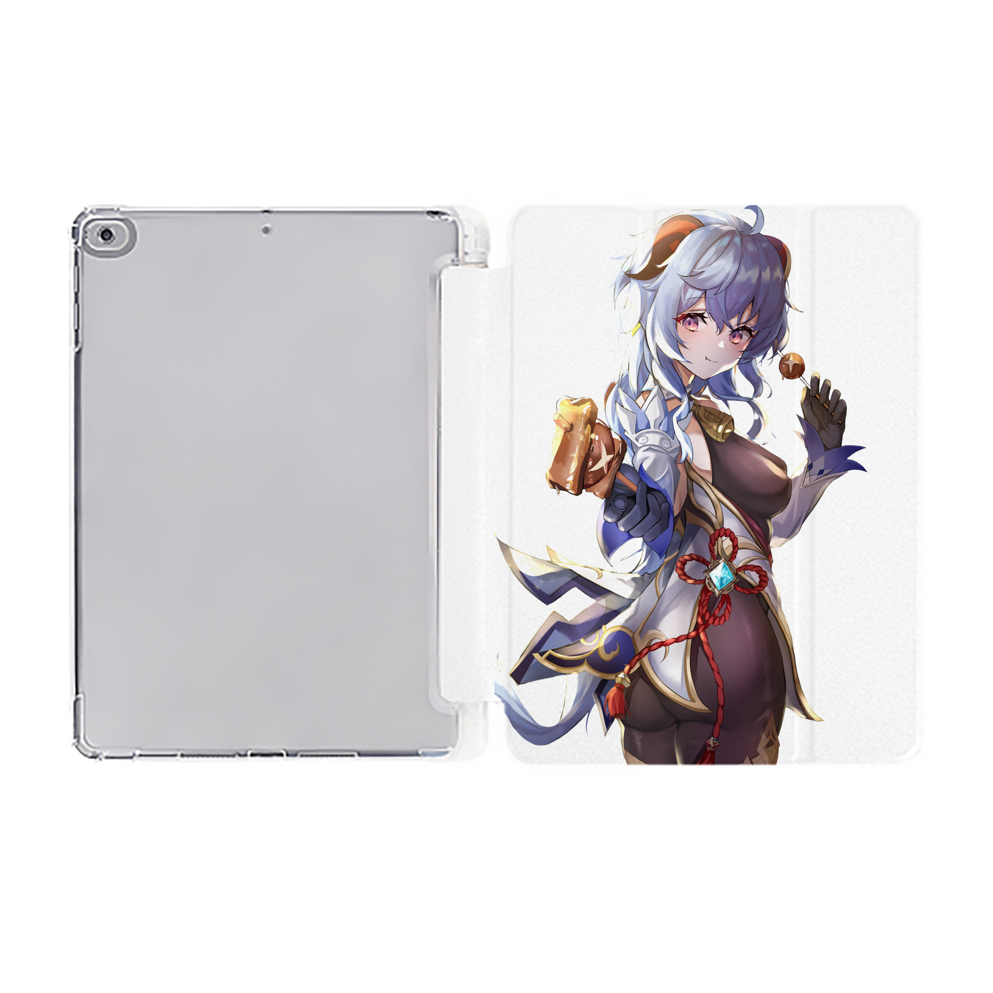 げんし神 甘雨 かんう genshin Ganyu IPad ケース ペン収納付き 三つ折りスタンド PUレザー×シリコン 対応機種9.5/10.5/10.9インチ